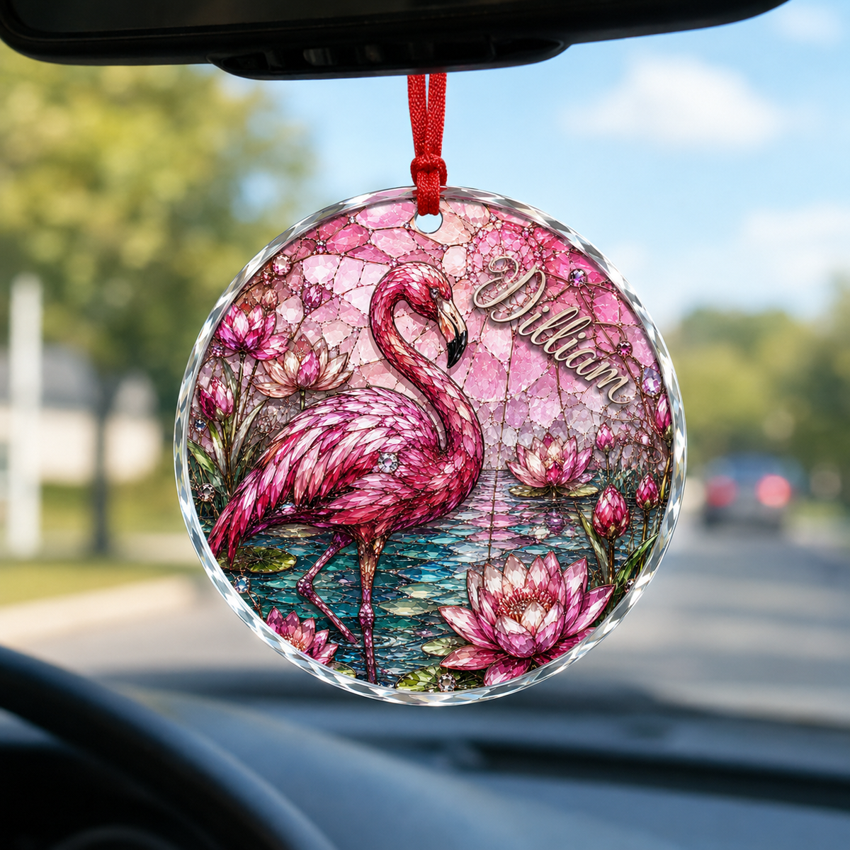 Custom Name Glass Animal Flamingo