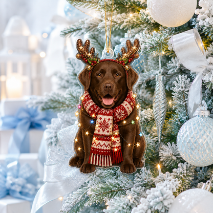 Dog Decor with Antlers & Scarf Labrador Retriever