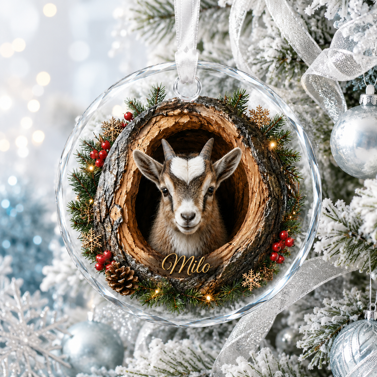 Animal Glass Ornament Tree Hollow Goat