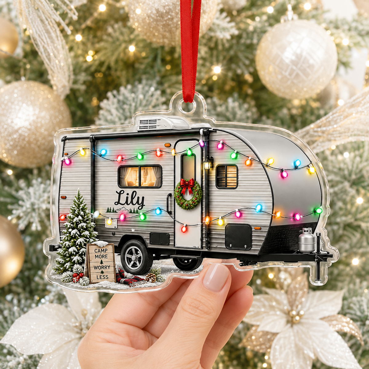 Camping Personalize Acrylic Grey Mobile Home