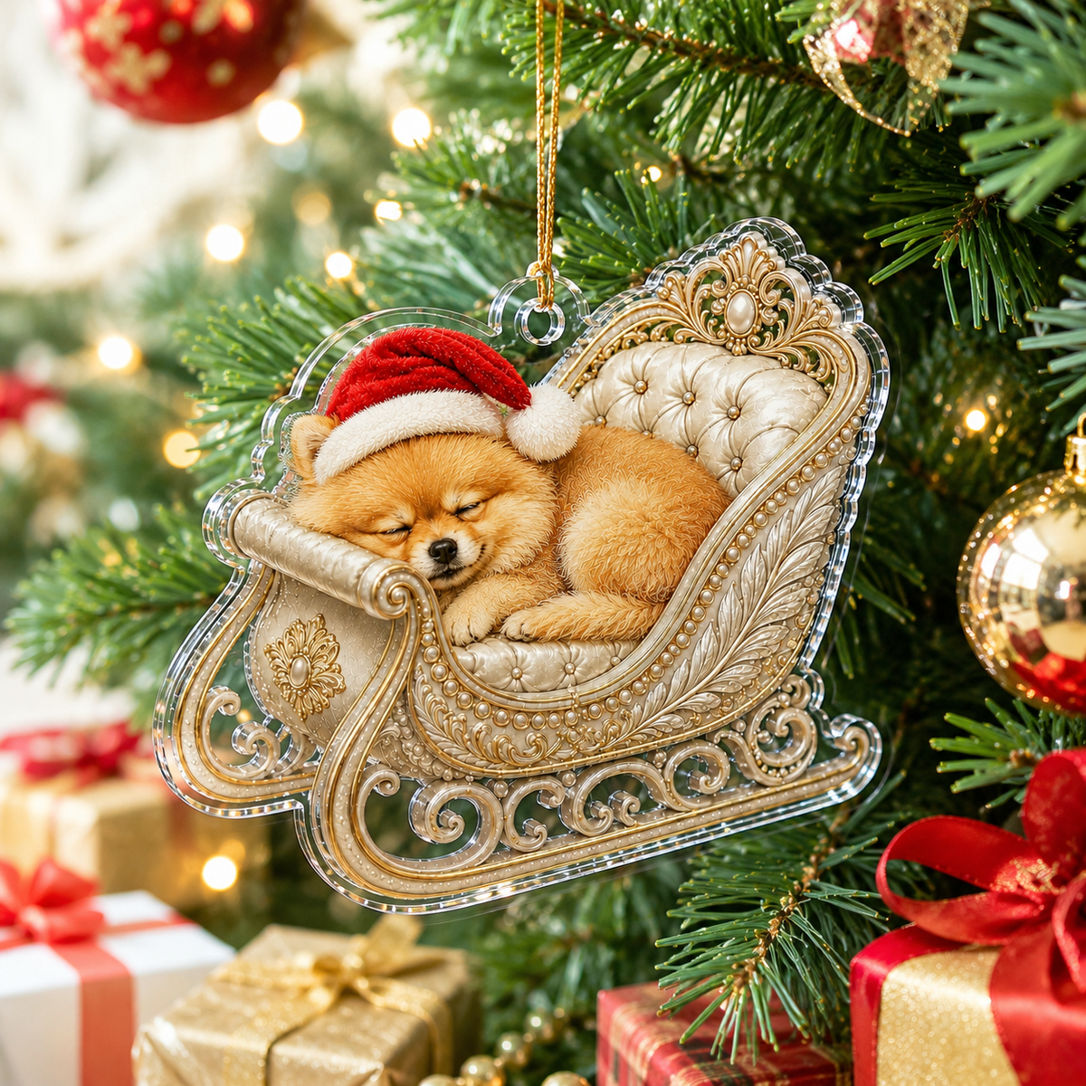 Dog Christmas Sleigh Pomeranian
