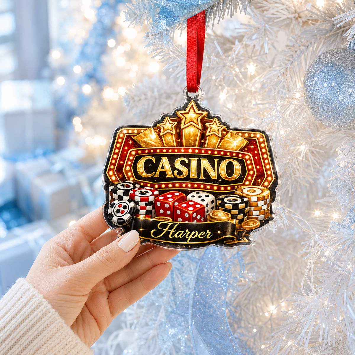 Pocker Custome Name Acrylic Twinkle Casino