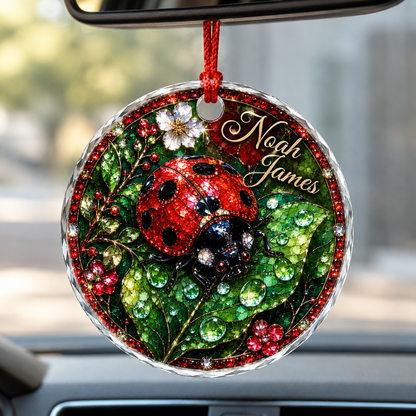 Custom Name Glass Animal Ladybug