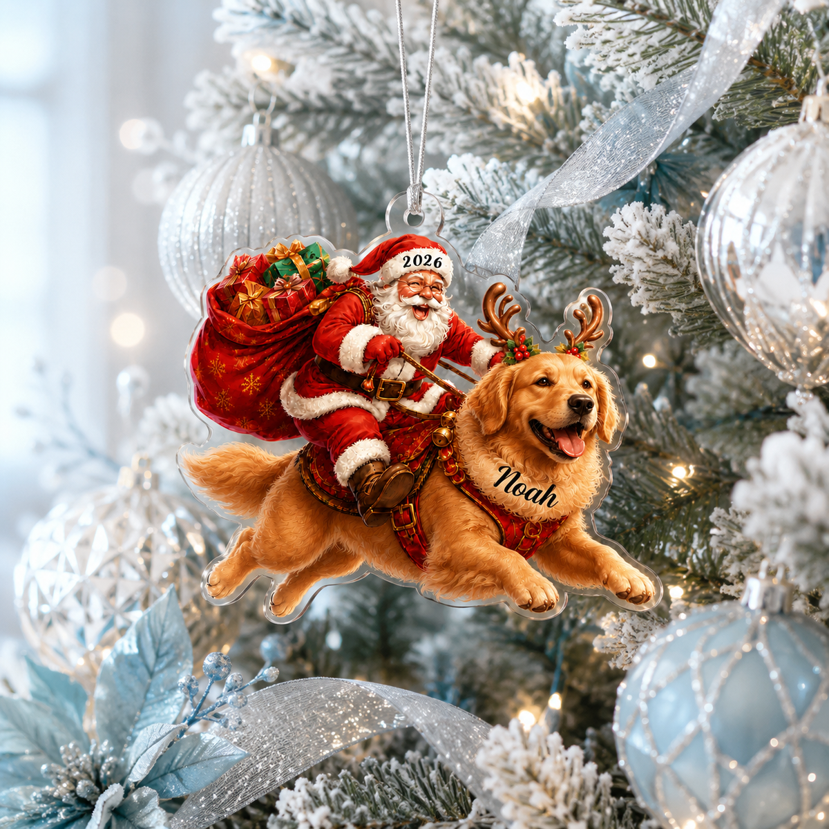 Santa Claus and Dog Golden Retriever