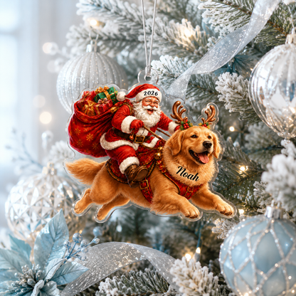 Santa Claus and Dog Golden Retriever