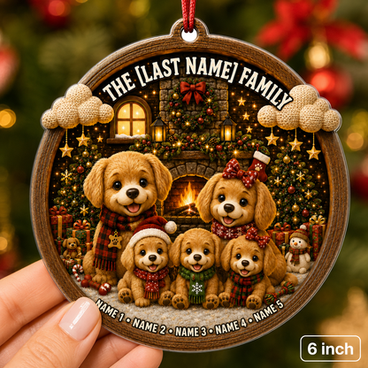 Christmas Family Wood Dog