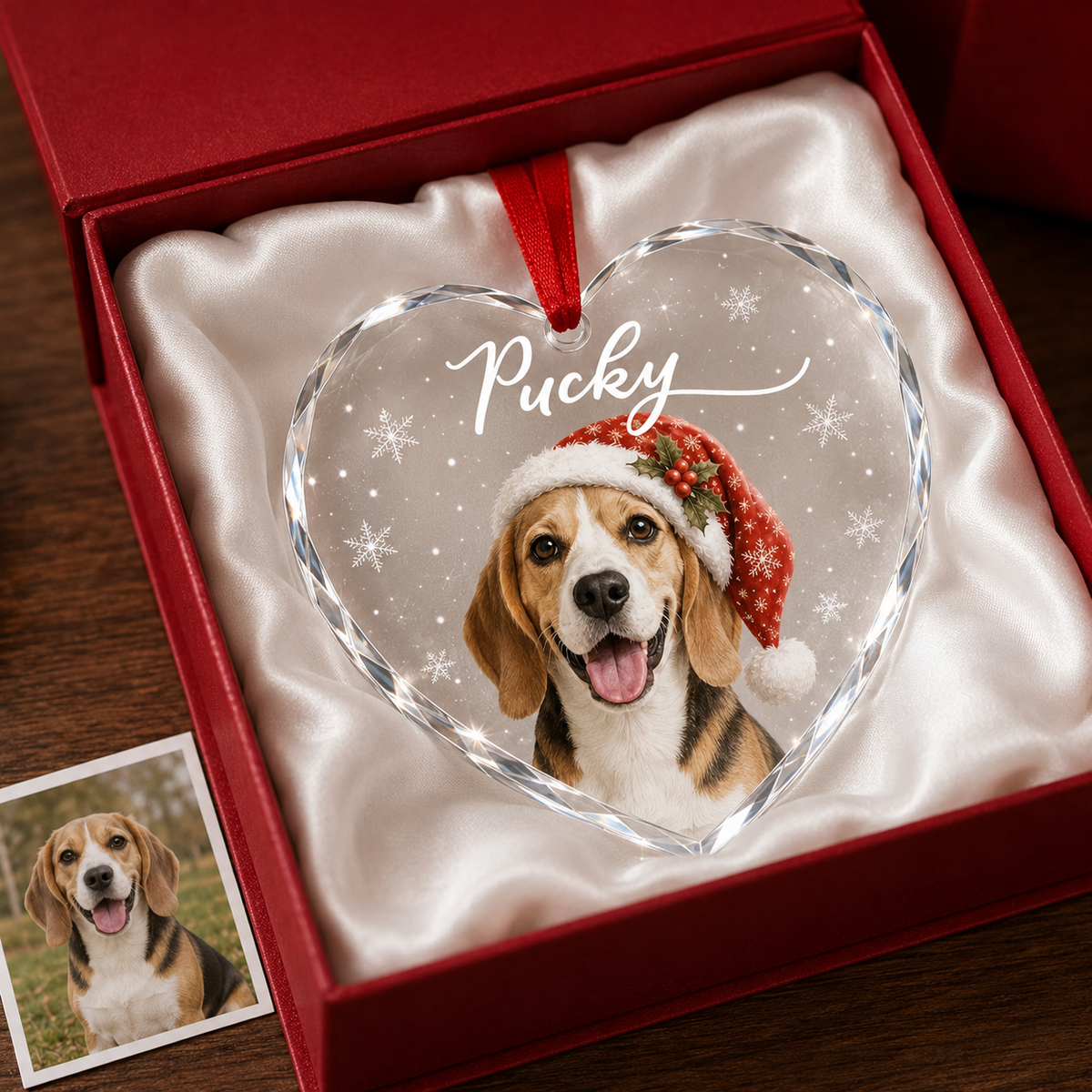 Custom Photo Dog Glass Dog With Snow