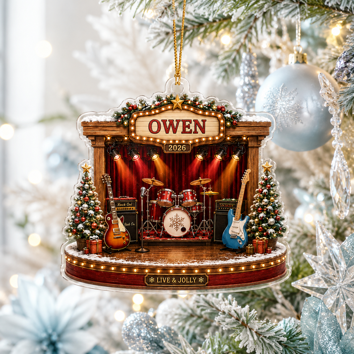 Guitar Custom Name Acrylic - Christmas Guitar Stage