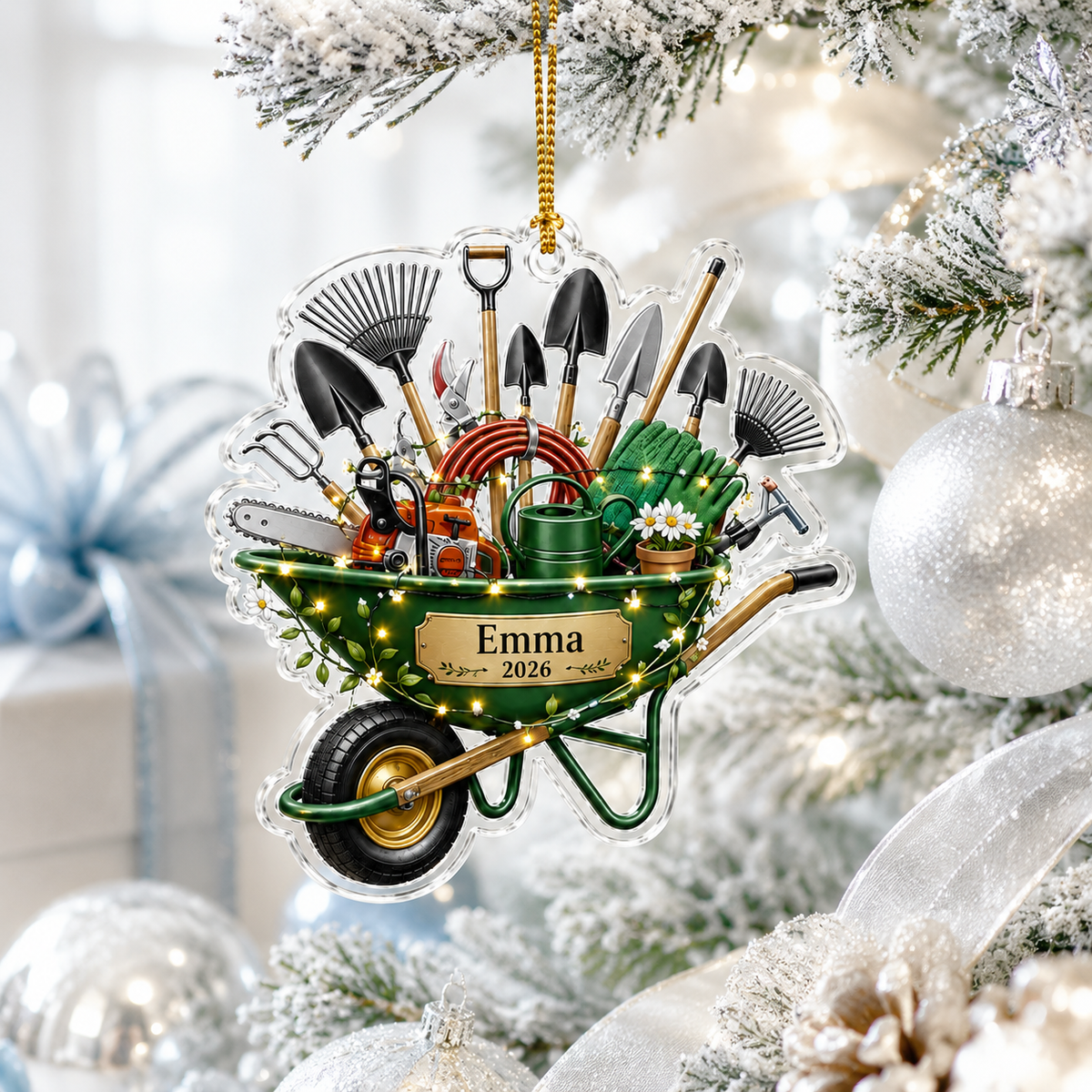 Custom Gardening Christmas Wheelbarrow Acrylic