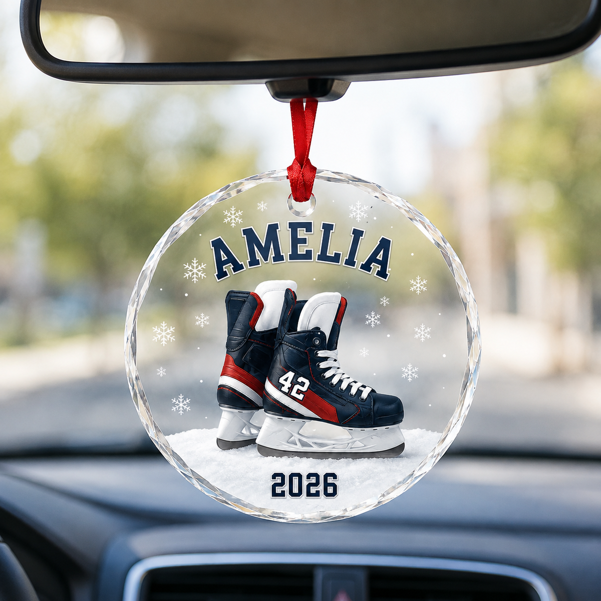 Custom Sport Glass Ornament Ice Hockey Skates