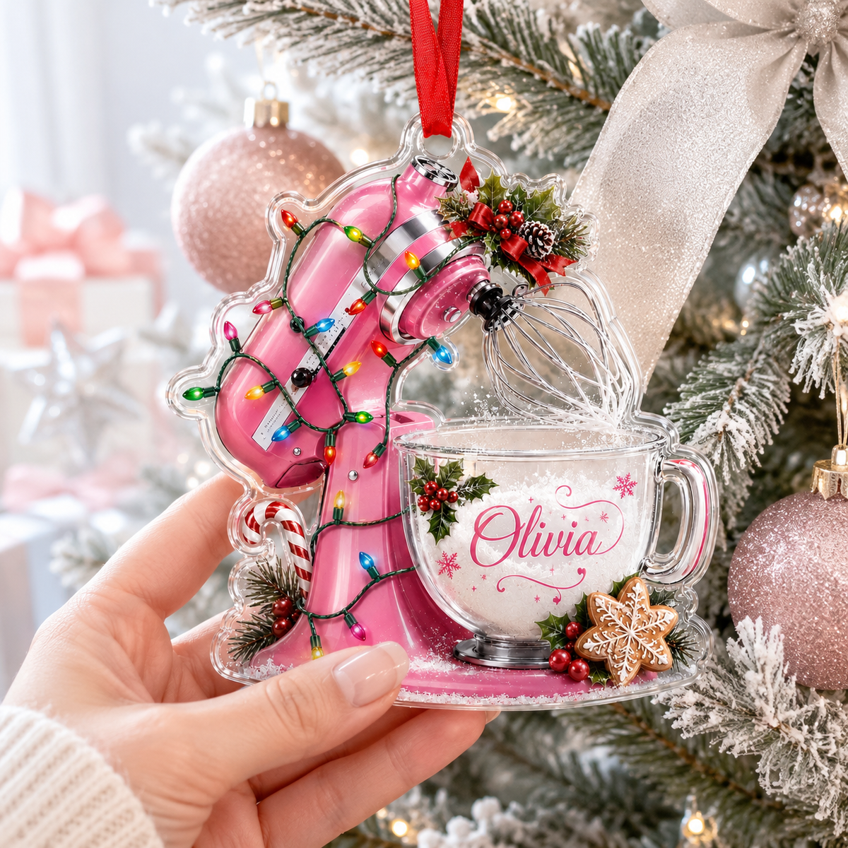 Personalized Kitchen Utensils Acrylic Pink Dough Mixer