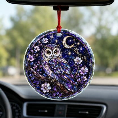 Custom Name Glass Animal Owl