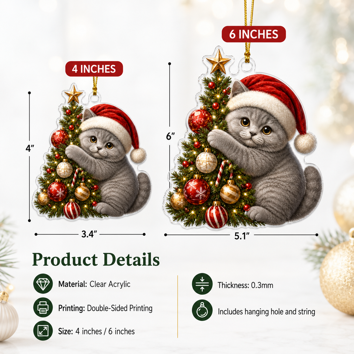 Cat With Christmas Tree British Shorthair