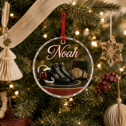 Sports Glass Ornament Wrestling