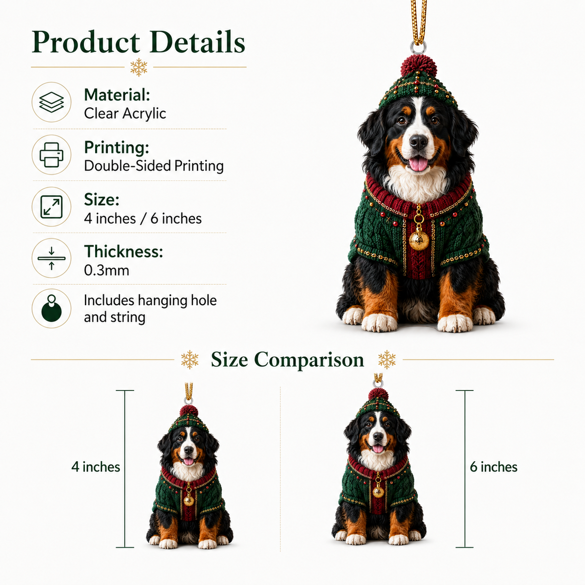 Dog Chrismast With Noel Sweater Bearnes Mountain Dog