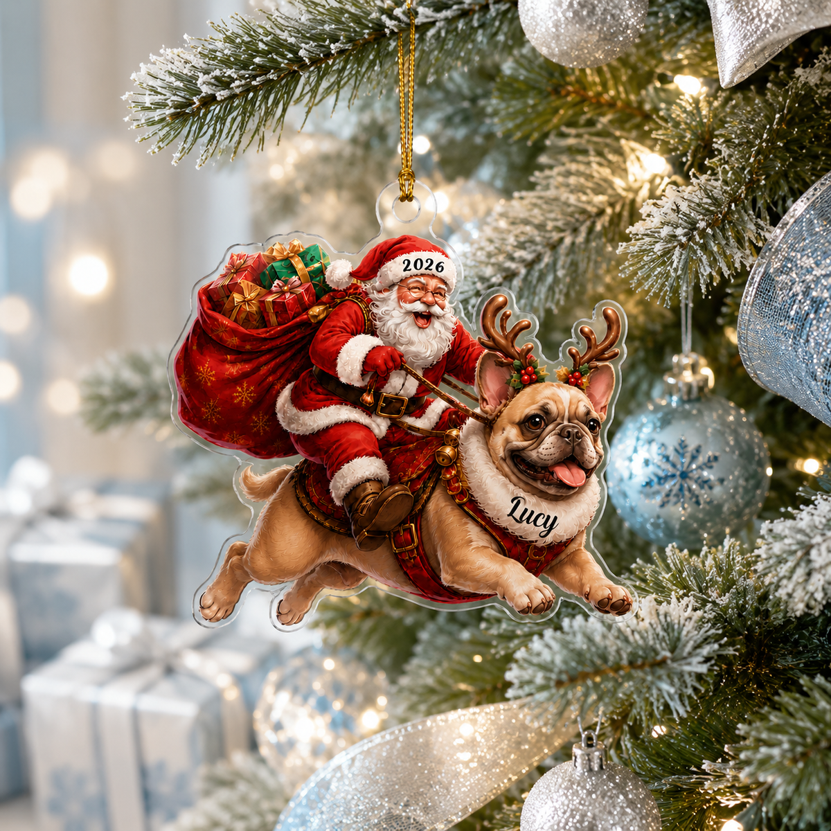 Santa Claus and Dog French Bulldog