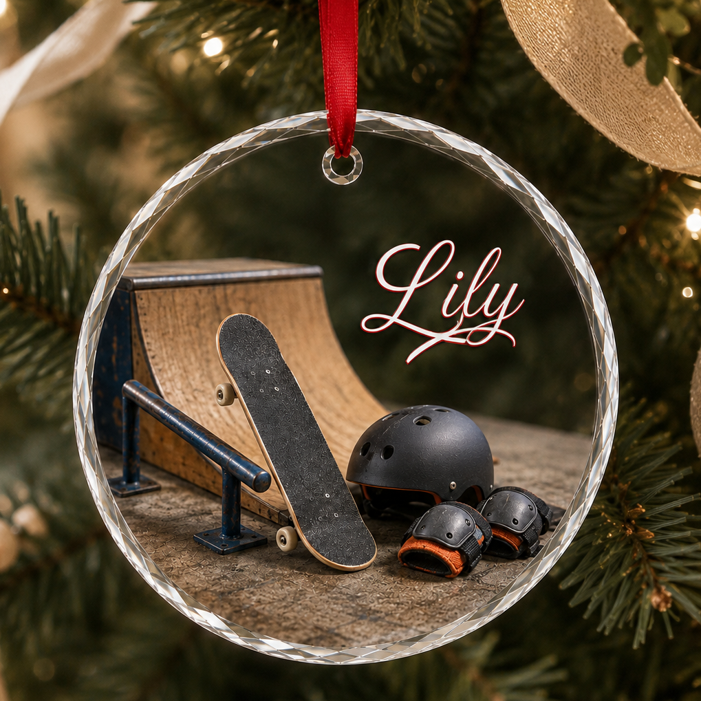 Sports Glass Ornament Skateboarding
