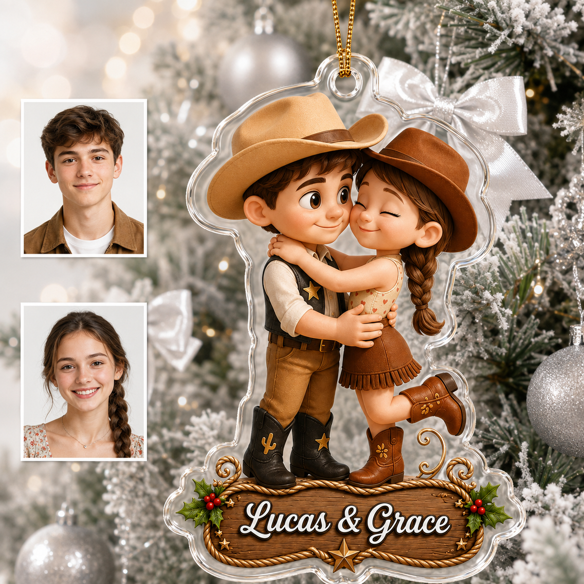Personalized Boost Cowboy Couple Christmas Acrylic