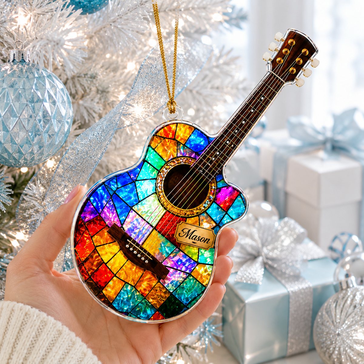 Guitar Custom Name Acrylic - Stained Glass Acoustic Guitar