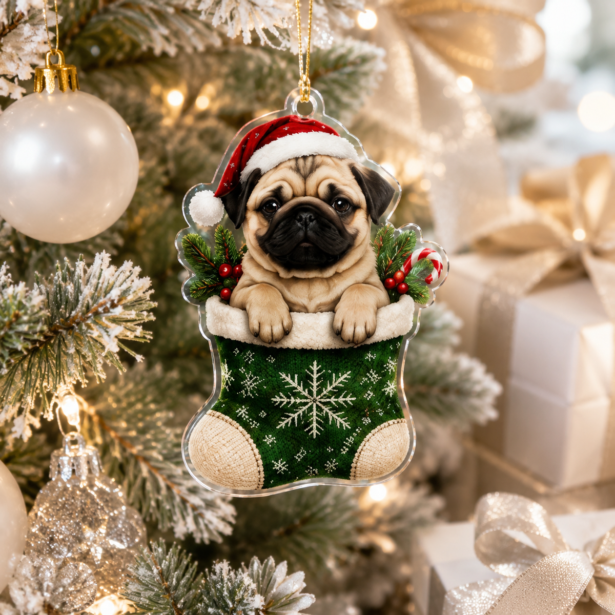Dog Christmas Socks Pug