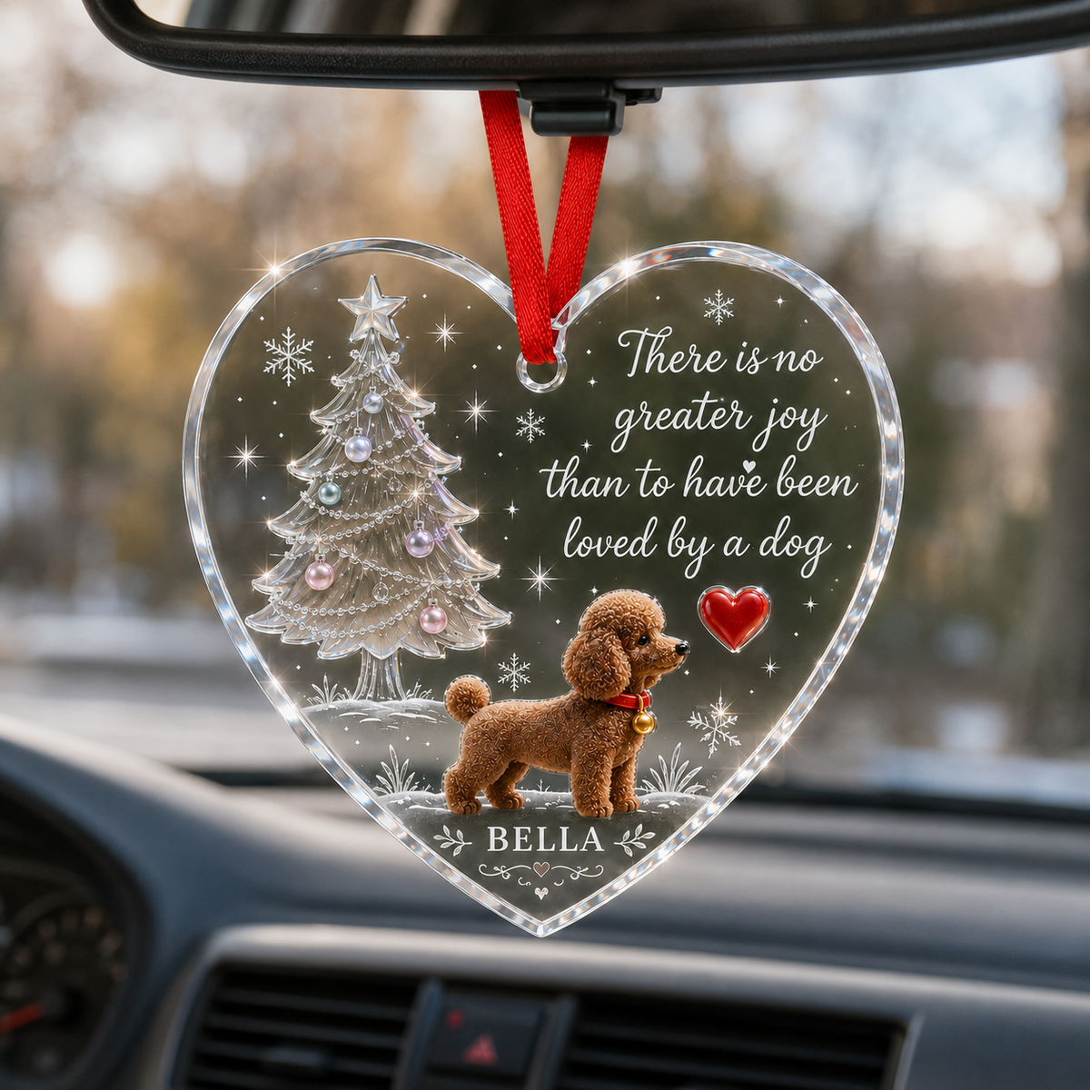 Christmas Glass Dog Poodle