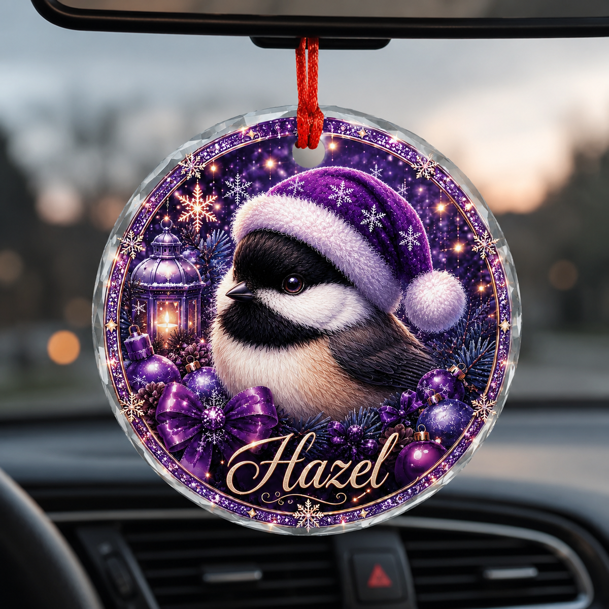 Purple Bird At Christmas Chickadee