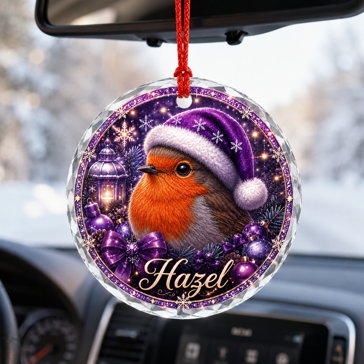 Purple Bird At Christmas Robin