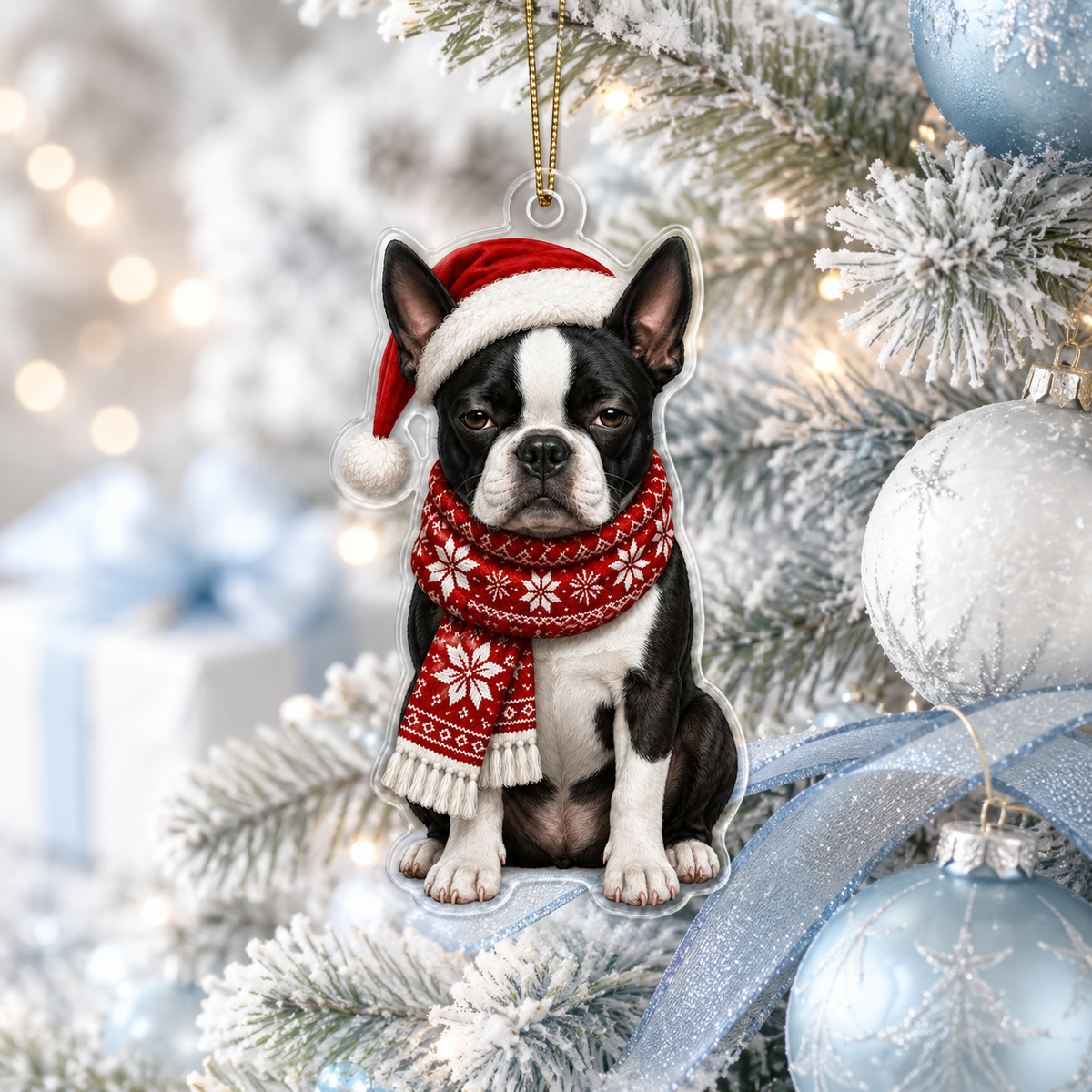 Dog Funny Christmas Boston Terrier