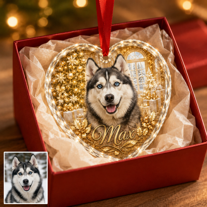 Custom Photo Dog Glass Dog With Yellow Present