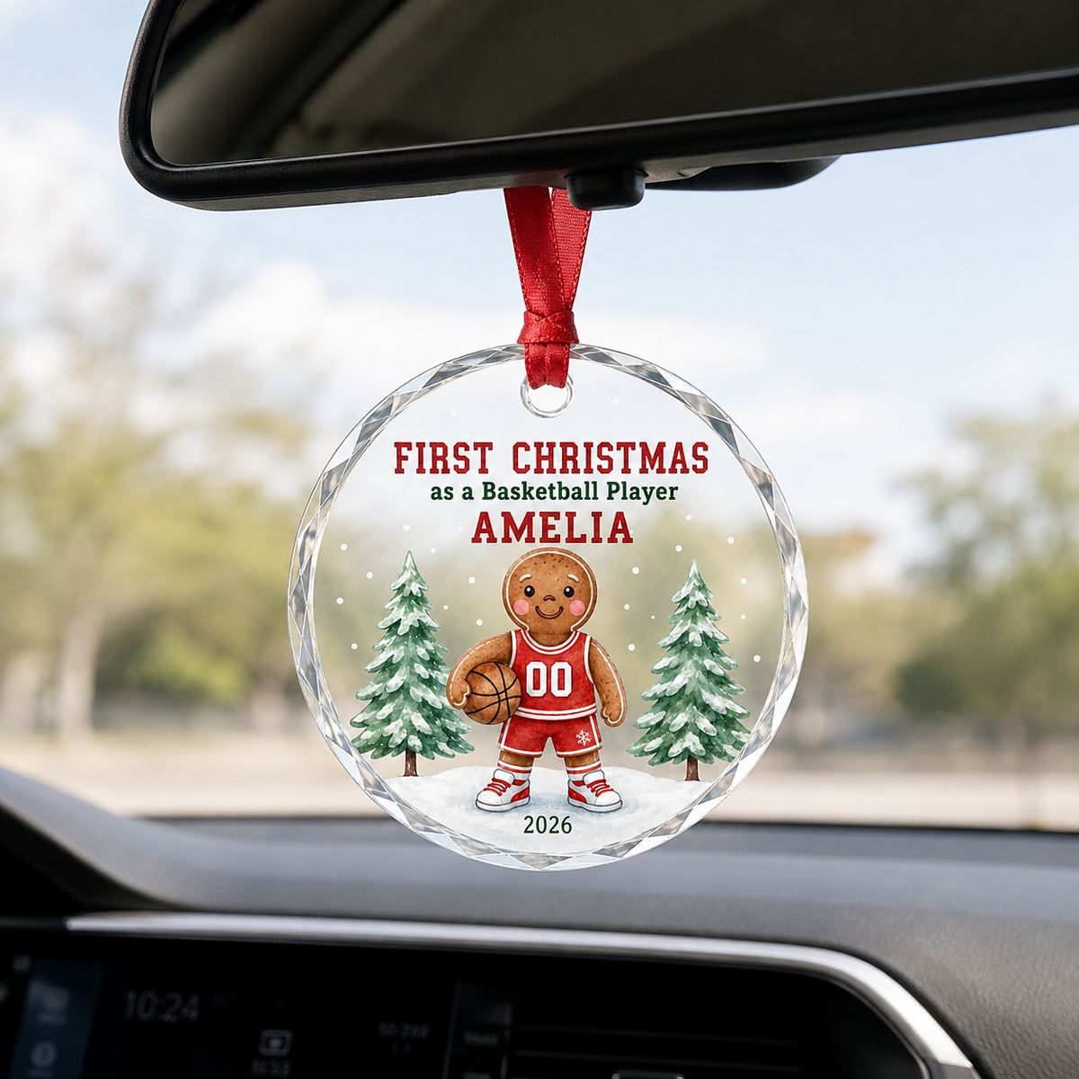 Basketball Glass Ornament - First Christmas Player