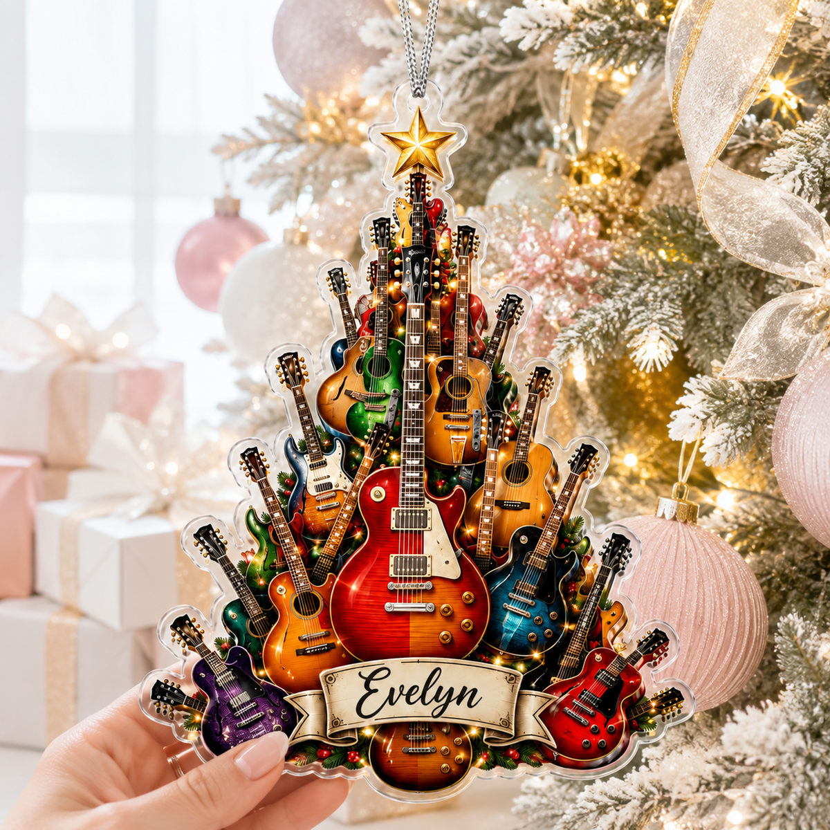 Guitar Custom Name Acrylic - Guitar Tree Name Banner