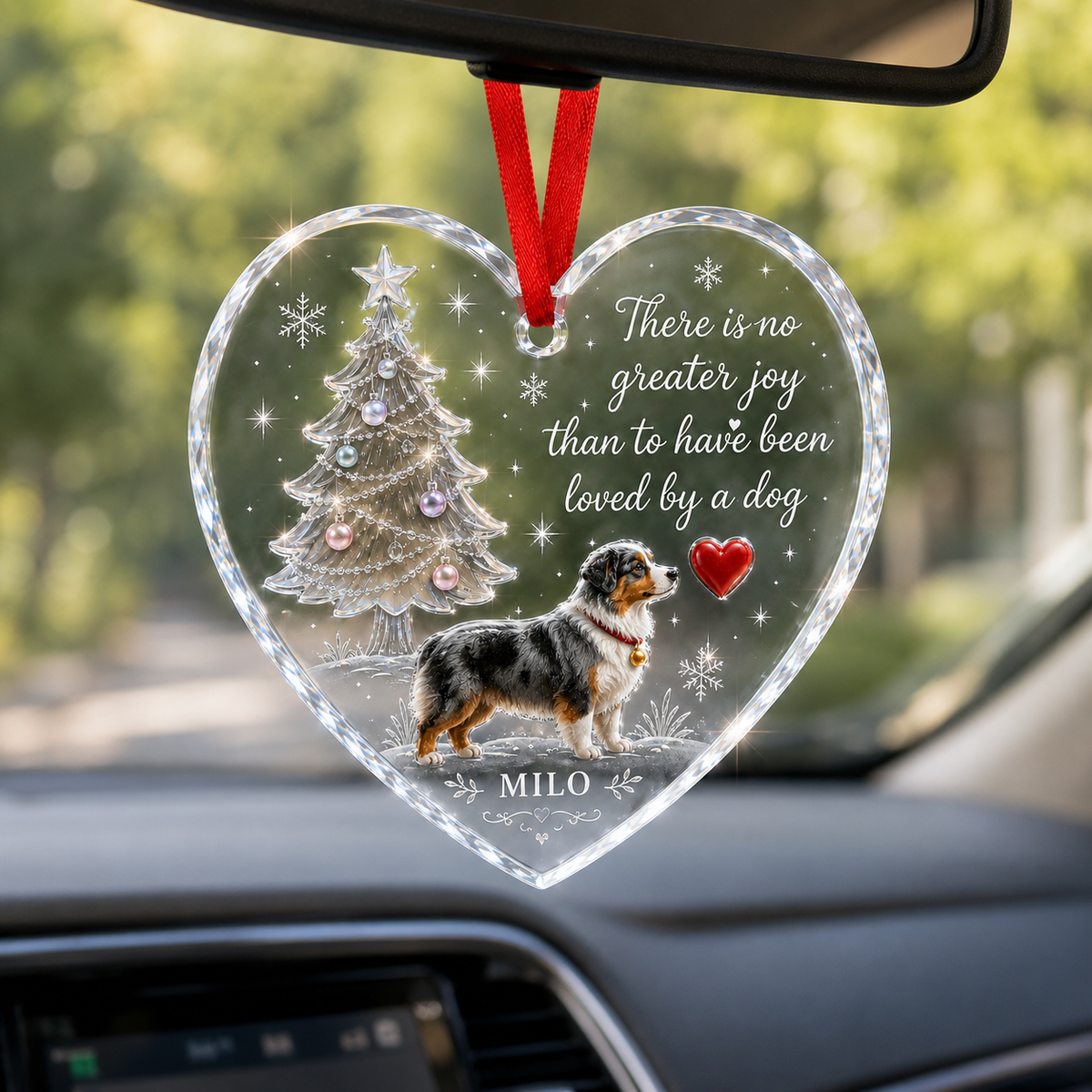 Christmas Glass Dog Australian Shepherd