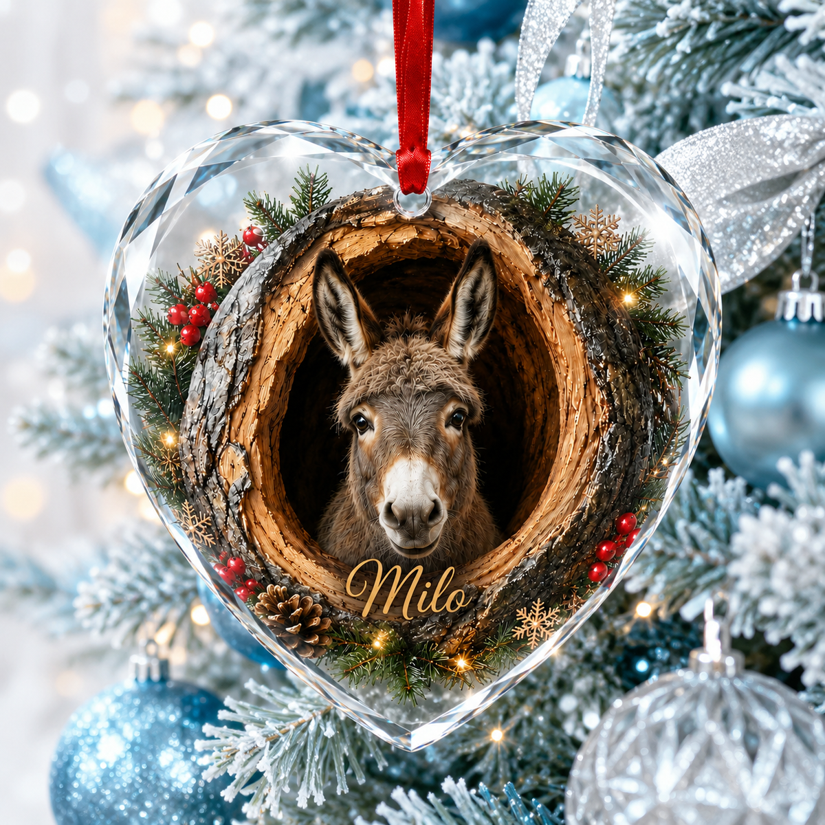 Animal Glass Ornament Tree Hollow Donkey