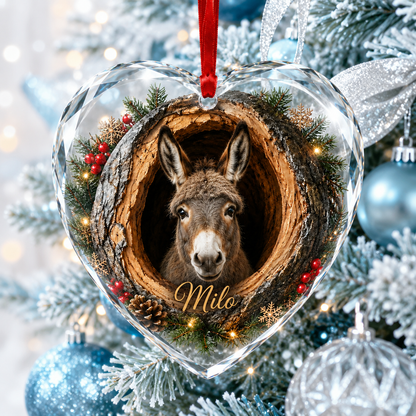 Animal Glass Ornament Tree Hollow Donkey