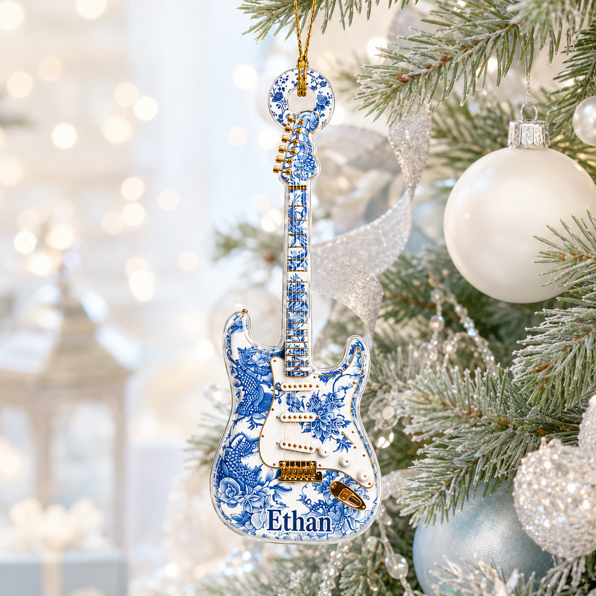 Guitar Custom Name Acrylic - Floral Electric Guitar