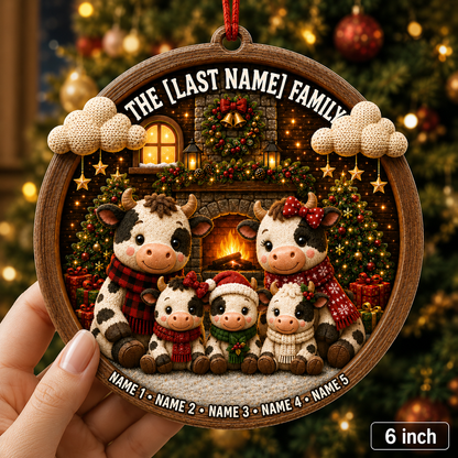 Christmas Family Wood Cow