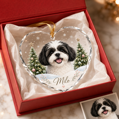 Custom Photo Dog Glass Dog With Potrait Christmas