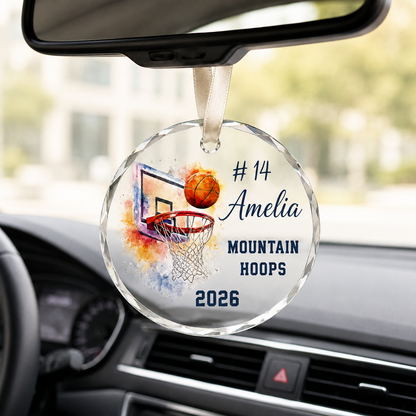 Basketball Glass Ornament - Watercolor Hoop