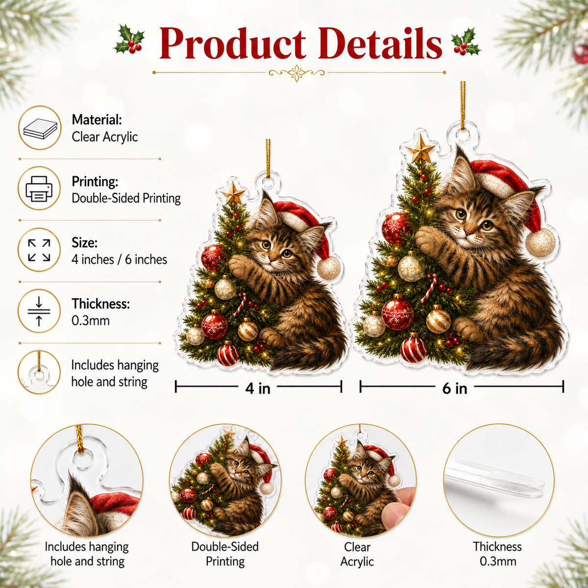 Cat With Christmas Tree Maine Coon