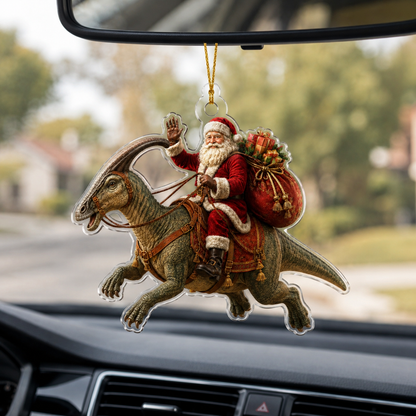 Dinosour With Santa Parasaurolophus
