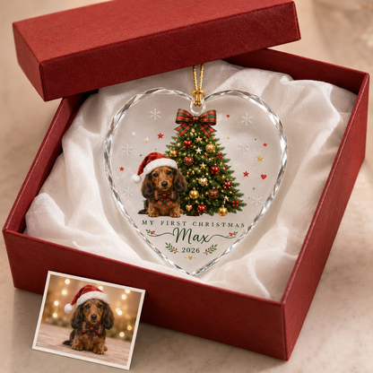 Custom Photo Dog Glass Dog With The First Christmas