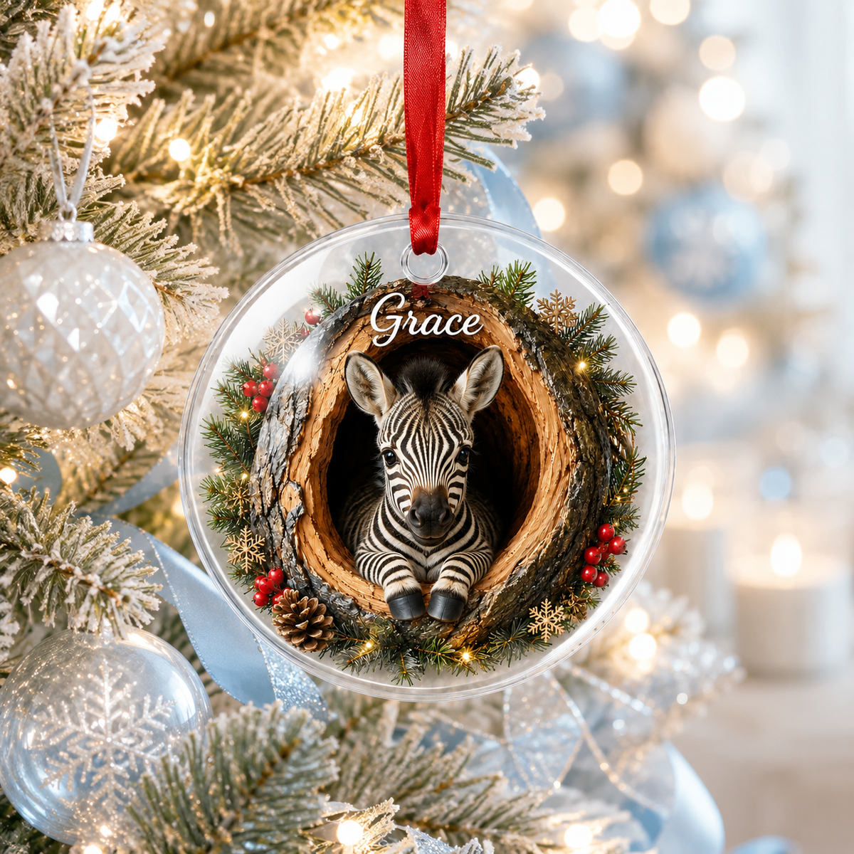 Animal Glass Ornament Tree Hollow Zebra