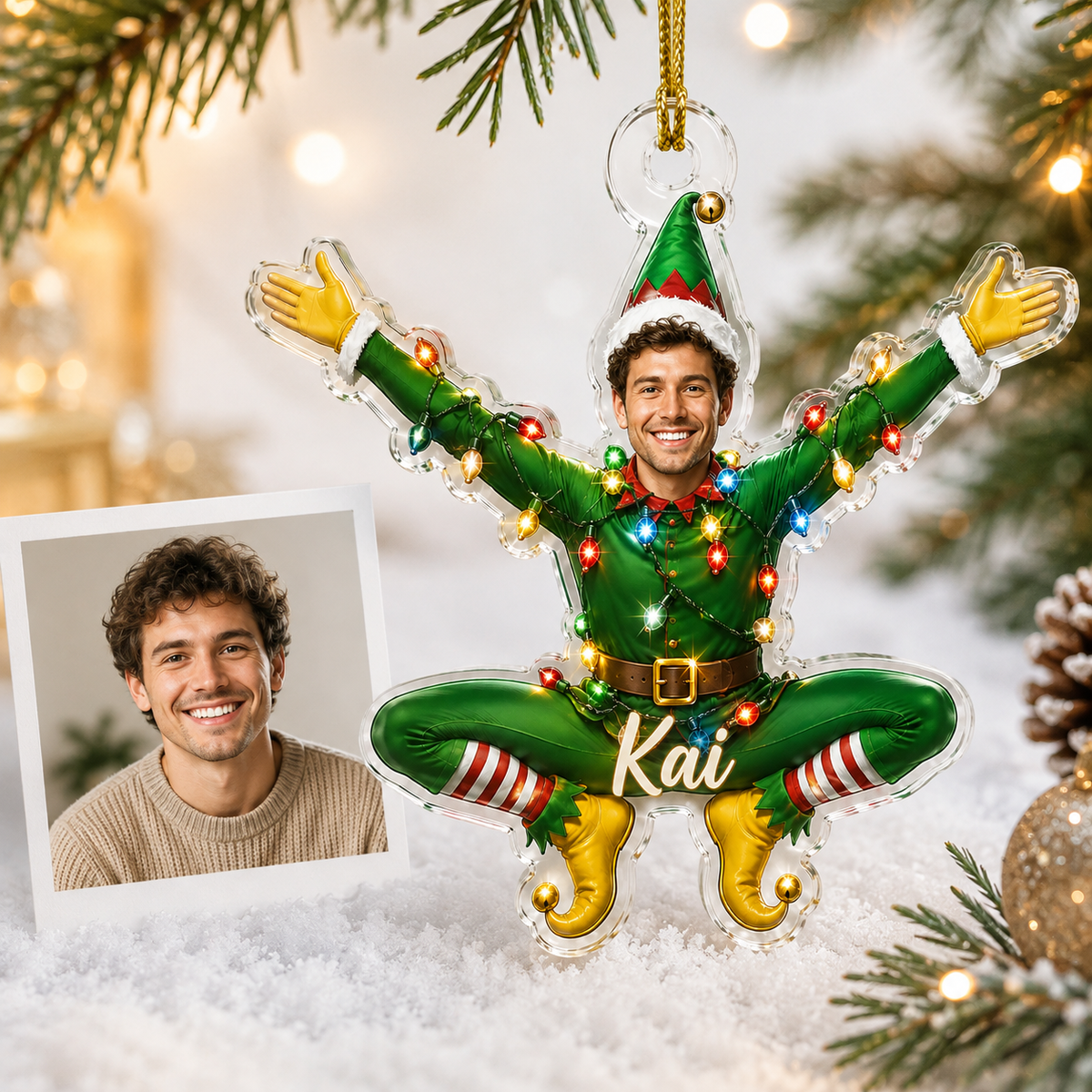 Custom Photo Christmas Elf Man