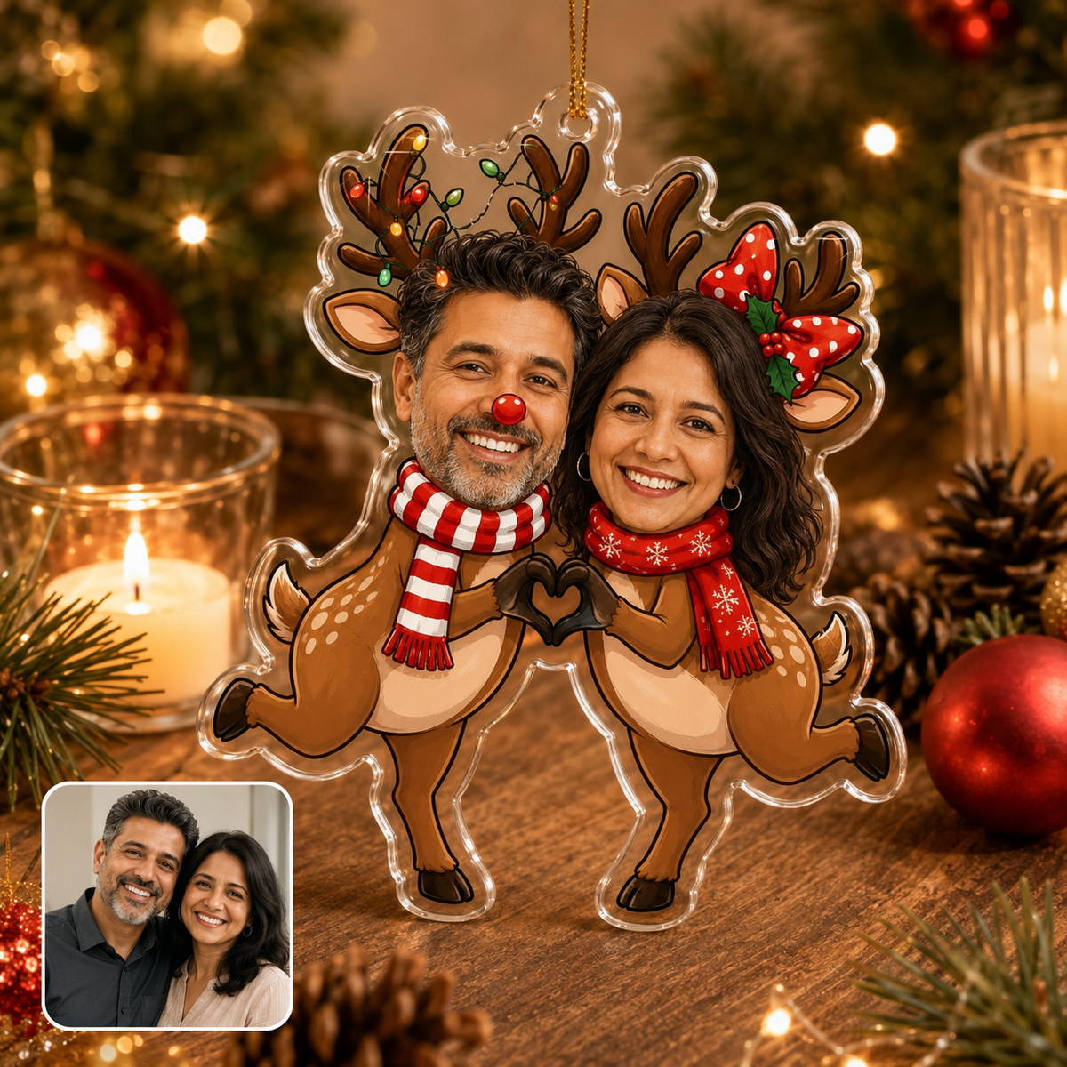 Custome Photo Couple Reindeer