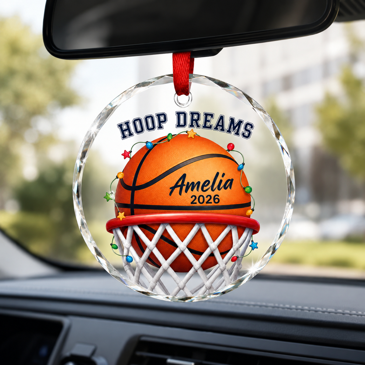 Basketball Glass Ornament - Hoop Dreams