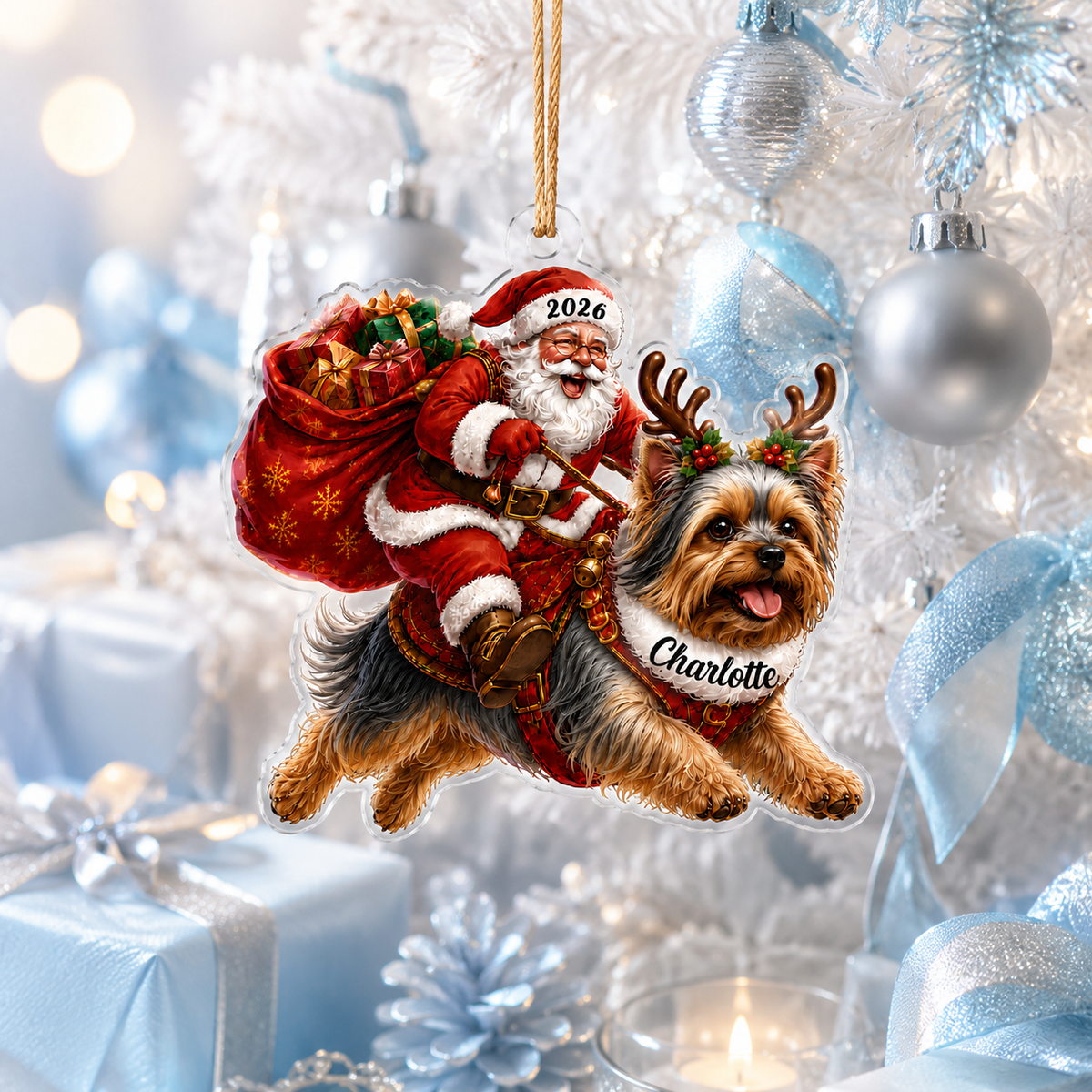 Santa Claus and Dog Yorkie