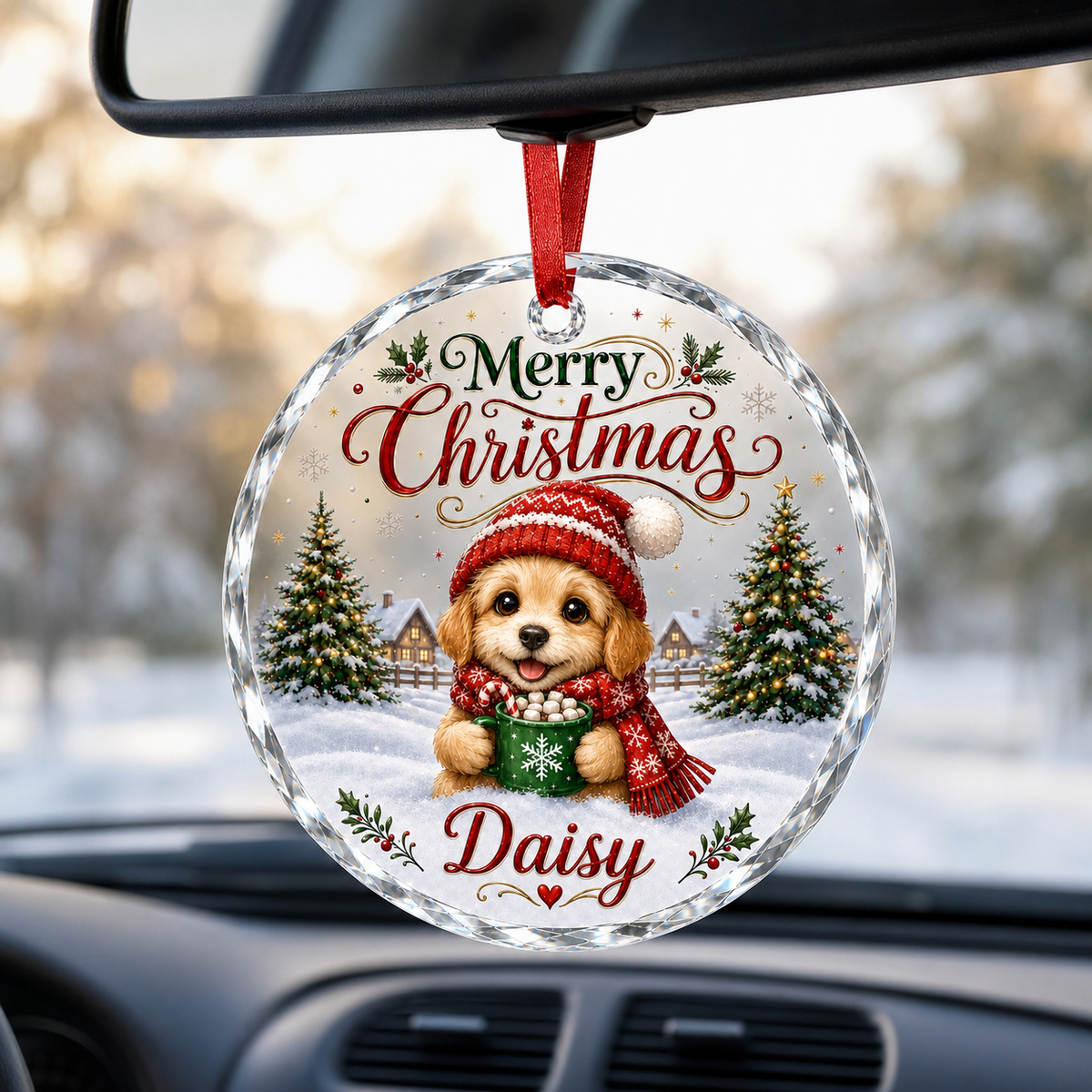 Christmas Glass Animal Dog