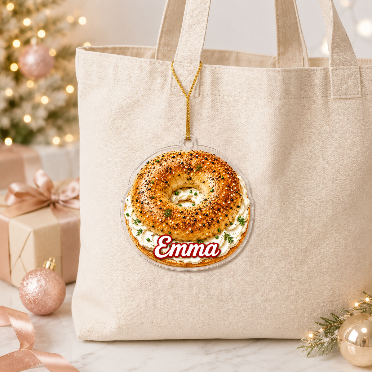 Breakfast Custom Name Bagel with Cream Cheese Acrylic