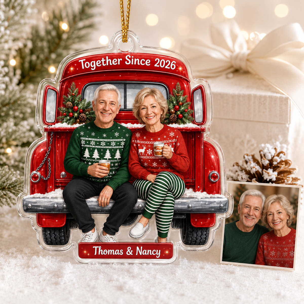 Custom Photo Christmas Truck Grandparents