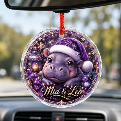 Purple Animal At Christmas Hippopotamus